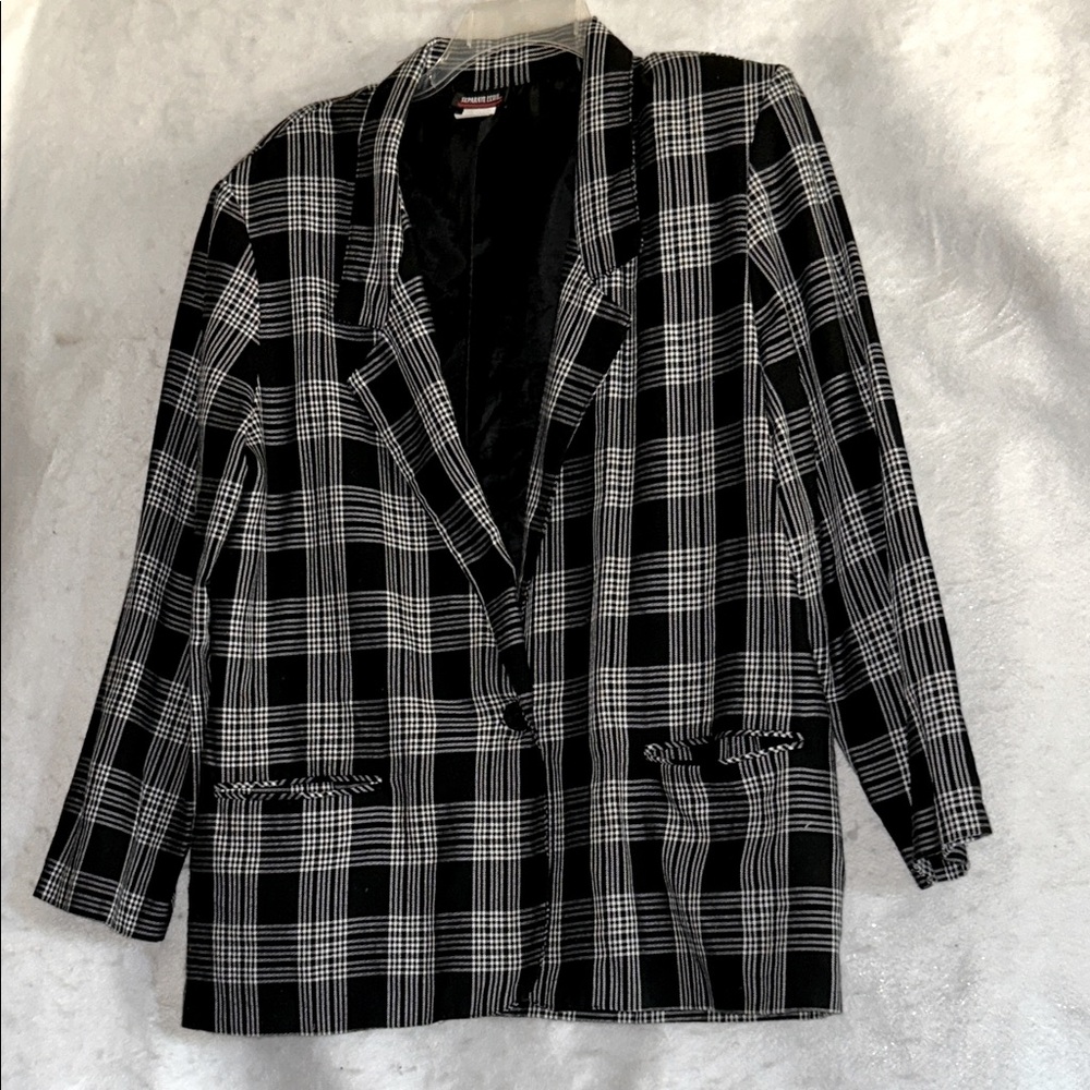 Separate Issue Classic Black and White Plaid Women's Blazer